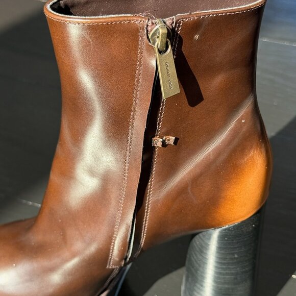 Brown Micheal Kors Heeled Leather Boots - Picture 7 of 8